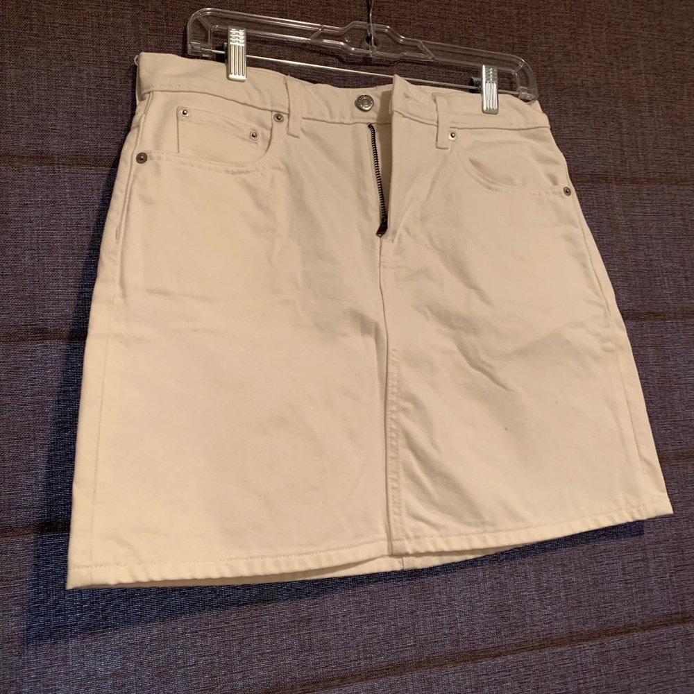 Everlane white denim skirt